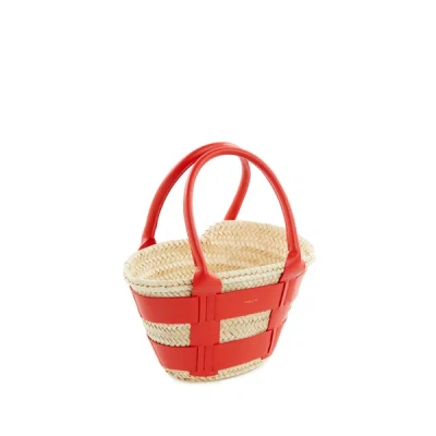 Demellier London Straw Tote Bag In Red