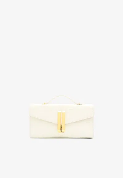 Demellier London The Vancouver Clutch In Croc-embossed Leather In White