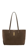 Demellier London Tokyo Tote In Mocha Suede & Mocha Smooth