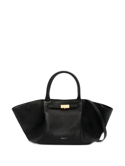 Demellier Magnetic Closure Leather Clutch Bag In Black