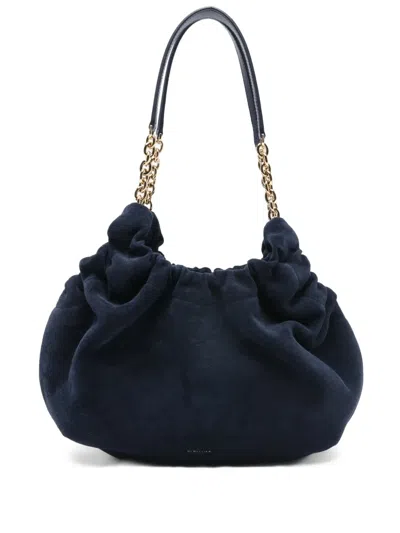 Demellier Medium Miami Suede Shoulder Bag In Blue