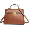 Demellier Medium Paris Leather Top Handle Bag In Brown
