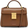 Demellier Midi Paris Smooth Leather Top Handle Bag In Tan W/be F02