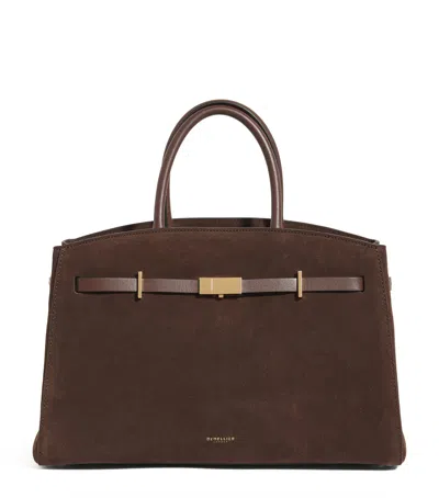 Demellier Medium Suede New York Tote Bag In Brown