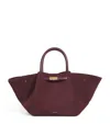 Demellier Medium Suede New York Tote Bag In Burgundy