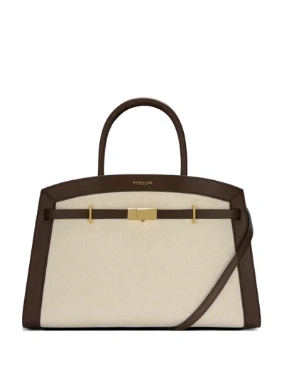 Demellier Medium The Hudson Logo-print Tote Bag In Neutral