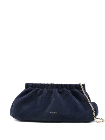 Demellier Miami Suede Clutch Bag In Blue