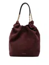Demellier Miami Suede Shoulder Bag In Burgundy
