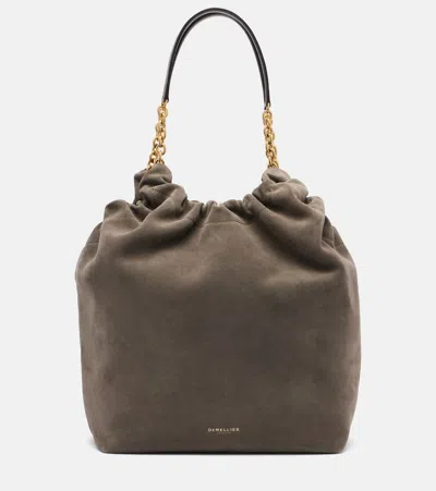 Demellier Miami Suede Tote Bag In Green