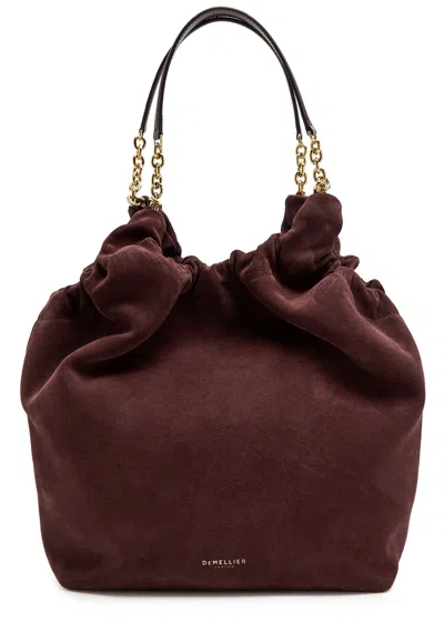 Demellier Miami Suede Tote In Burgundy