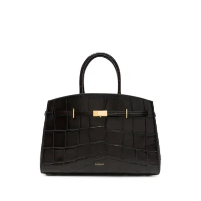 Demellier Midi Hudson Croc-effect Leather Tote Bag In Brown