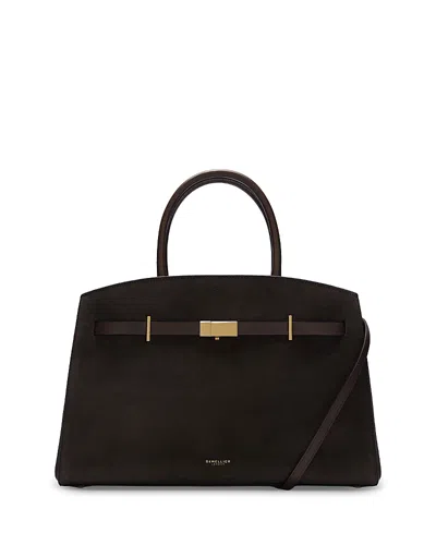 Demellier Midi Hudson Leather Top Handle Bag In Brown