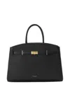 Demellier The Hudson Leather-trimmed Suede Tote In Black