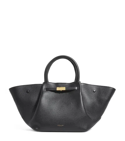 Demellier Midi Leather New York Tote Bag In Black
