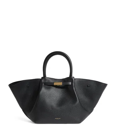 Demellier Midi Leather New York Tote Bag In Black
