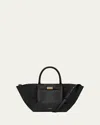 Demellier Midi New York Buckle Leather Tote Bag In Black Small Grain