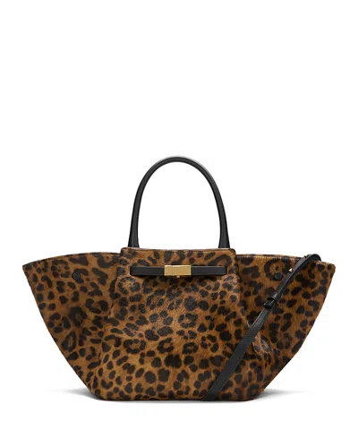 Demellier Midi New York Calf Hair Tote In Black