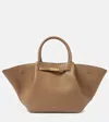Demellier Midi New York Leather Shoulder Bag In Beige