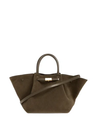 Demellier Midi New York Perforated Suede Tote Bag In Brown