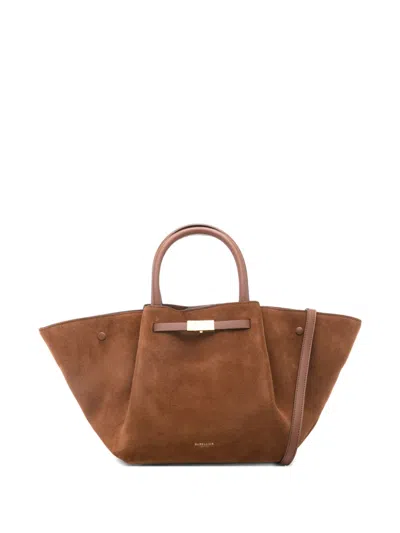 Demellier Midi New York Suede Tote Bag In Brown