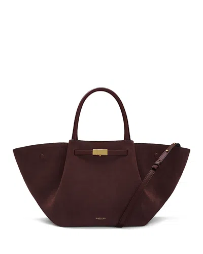 Demellier Midi New York Suede Tote In Burgundy
