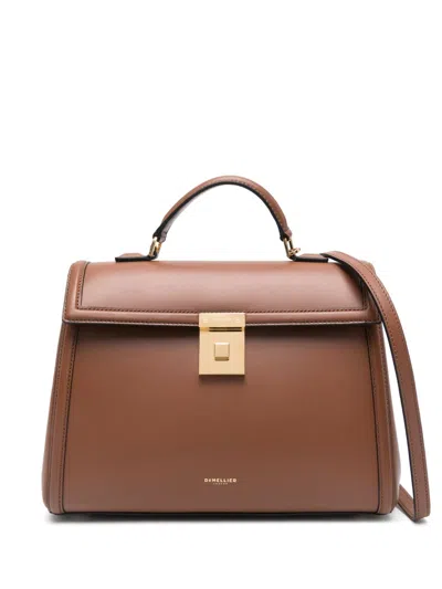 Demellier Midi Paris Smooth Leather Top Handle Bag In Tan