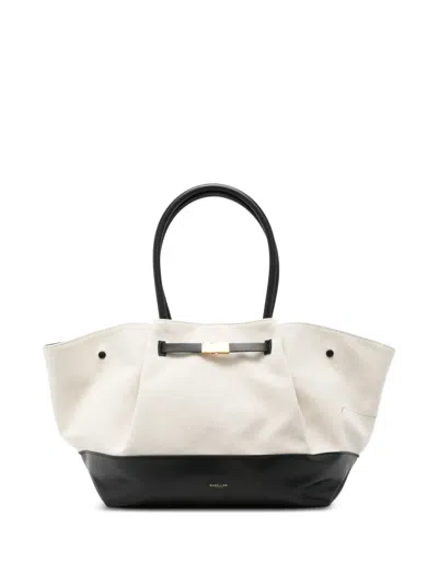 Demellier New York Canvas Leather Tote Bag In Neutral