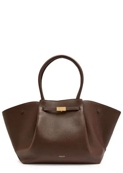 Demellier New York Grained Leather Tote In Brown