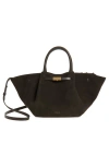 Demellier New York Leather East/west Midi Tote In Brown