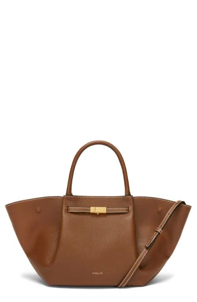 Demellier New York Leather East/west Midi Tote In Brown