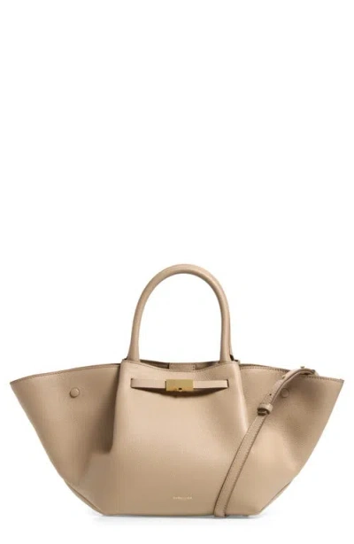 Demellier New York Leather East/west Midi Tote In Brown