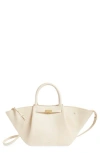 Demellier The Midi New York Tote Bag In Ecru Lizard Effect