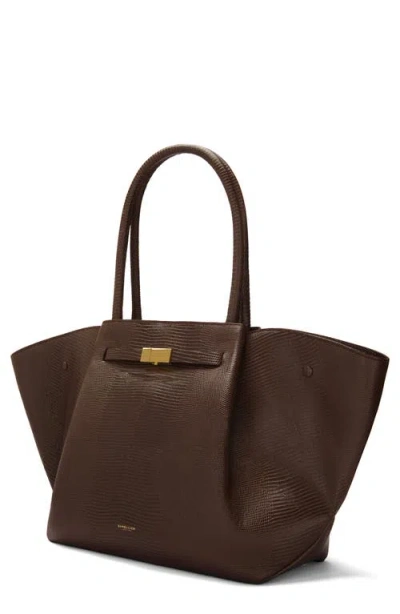 Demellier New York Leather East/west Tote In Brown