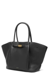 Demellier The New York Grain Leather Tote Bag In Black