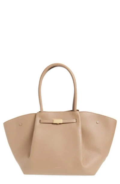 Demellier New York Leather East/west Tote In Dark Sand