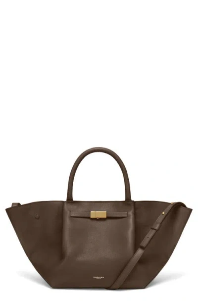 Demellier New York Leather East/west Tote In Mocha/mocha