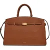 Demellier The Hudson Grained Leather Top Handle Bag In Brown