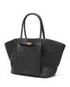 Demellier New York Tote Bag In Black Small Grain/gold
