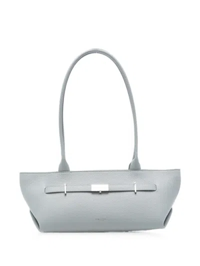 Demellier The New York Small Full Grain Leather Shoulder Bag In Blue