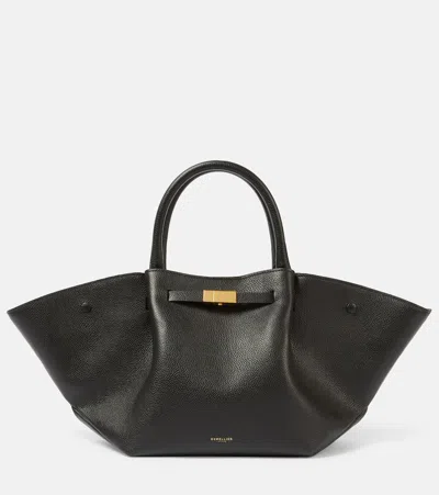 Demellier New York Midi Grained Leather Tote In Black
