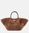 Demellier New York Medium Shearling Tote Bag In Brown