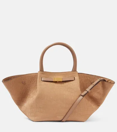 Demellier New York Midi Croc-effect Leather Tote Bag In Beige