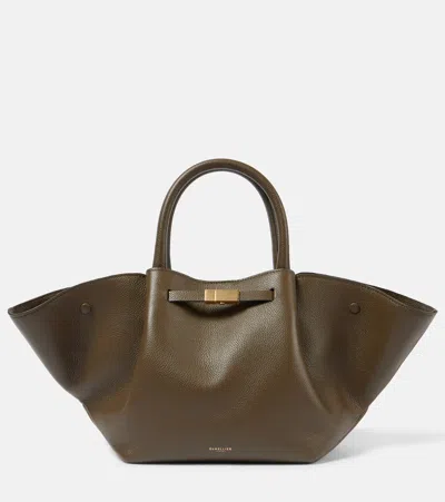 Demellier The Midi New York Leather Tote In Olive