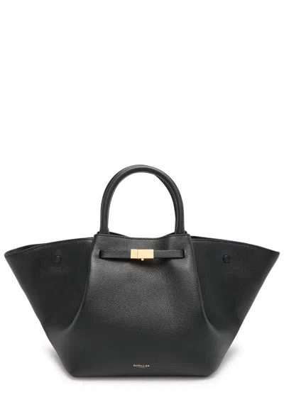 Demellier New York Midi Grained Leather Tote In Black