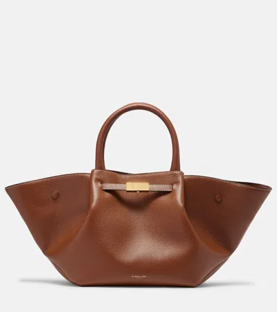 Demellier New York Midi Leather Tote Bag In Brown