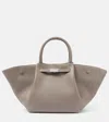 Demellier Midi New York Grained Leather Tote Bag In Grey