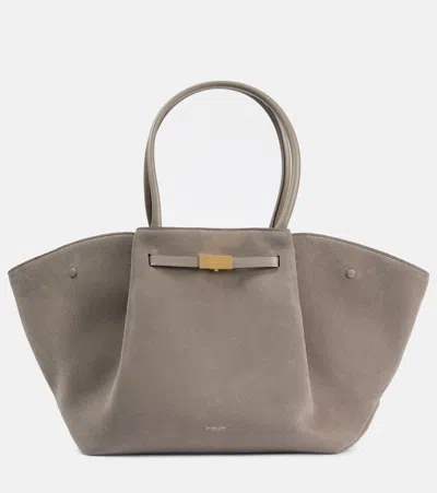 Demellier New York Midi Suede Tote Bag In Beige