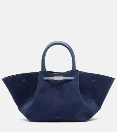 Demellier New York Midi Suede Tote Bag In Blue