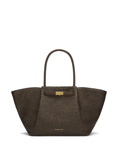 Demellier New York Raffia Tote Bag In Purple