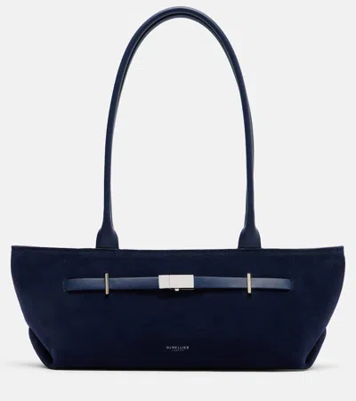 Demellier New York Suede Shoulder Bag In Blue